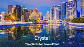  Presentation with taiwan - Amazing PPT theme having taichung taiwan city skyline backdrop and a ocean colored foreground