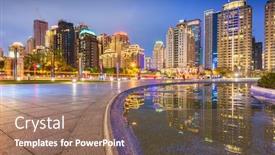  Presentation with taiwan historical - Amazing PPT layouts having taichung-taiwan-downtown-plaza backdrop and a coral colored foreground