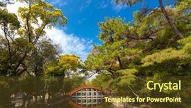  Presentation with forest bridge - PPT layouts with taiko - japanese traditional drum bridge background and a tawny brown colored foreground