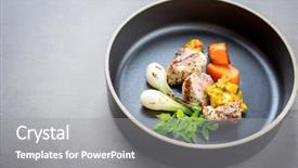  Presentation with crocodile - Presentation featuring tail eye fillet with roast background and a gray colored foreground