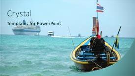  Presentation with cruise ship - Slide deck with tailboat-and-cruise-ship background and a cool aqua colored foreground