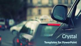  Presentation with tailgate - Presentation theme having tailgate - cars driving in city shallow background and a ocean colored foreground