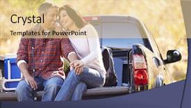  Presentation with truck - Presentation theme featuring tailgate - couple sitting in pick up background and a blonde colored foreground