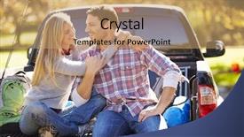  Presentation with food truck festival - Cool new presentation theme with tailgate - couple sitting in pick up backdrop and a coral colored foreground