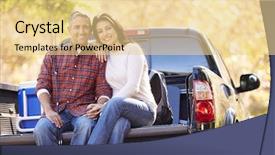  Presentation with tailgate - Beautiful slide deck featuring tailgate - couple sitting in pick up backdrop and a blonde colored foreground