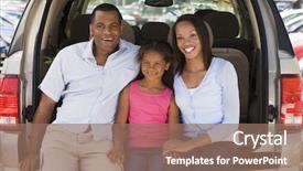  Presentation with family - PPT layouts enhanced with tailgate - family sitting in back background and a coral colored foreground
