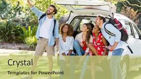  Presentation with tailgate - Beautiful slides featuring tailgate - group of happy friends taking backdrop and a yellow colored foreground