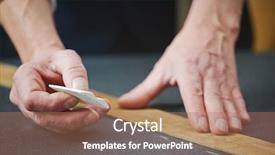  Presentation with chalk - PPT theme featuring tailor hands with chalk background and a coral colored foreground