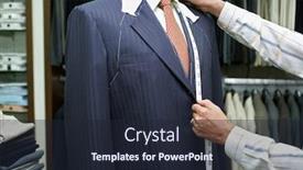  Presentation with measuring - PPT theme featuring tailor-measuring-business-man background and a wine colored foreground