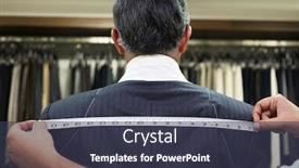  Presentation with measuring - Slide deck enhanced with tailor-measuring-business-man background and a tawny brown colored foreground