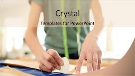  Presentation with paper line - Presentation design featuring professional tailor or seamstress drawing background and a lemonade colored foreground