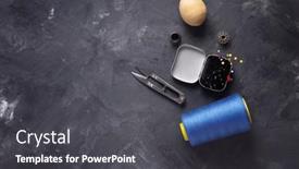  Presentation with sewing tools - Slide set with tailor-or-sewing-accessories background and a dark gray colored foreground