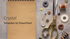  Presentation with sewing tools - Audience pleasing slide set consisting of tailor-or-sewing-accessories backdrop and a coral colored foreground