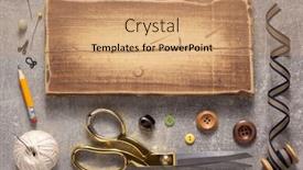  Presentation with sewing tools - Presentation design featuring tailor-or-sewing-accessories background and a coral colored foreground