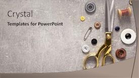  Presentation with sewing tools - Slide set featuring tailor-or-sewing-accessories background and a light gray colored foreground