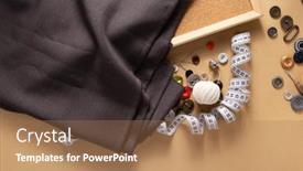  Presentation with sewing tools - Slide set with tailor-or-sewing-accessories background and a coral colored foreground