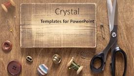  Presentation with sewing tools - Colorful presentation enhanced with tailor-or-sewing-accessories backdrop and a coral colored foreground