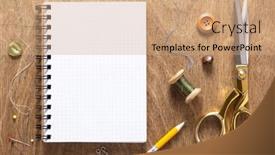  Presentation with sewing tools - Cool new slides with tailor-or-sewing-accessories backdrop and a coral colored foreground