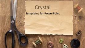  Presentation with sewing tools - Presentation design having tailor-or-sewing-accessories background and a coral colored foreground