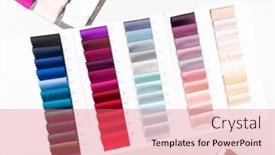  Presentation with thread - Theme consisting of tailor-s-workplace-thread-spools background and a coral colored foreground