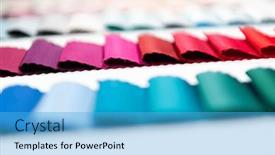  Presentation with thread - Presentation design having tailor-s-workplace-thread-spools background and a teal colored foreground