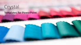  Presentation with thread - Slide set featuring tailor-s-workplace-thread-spools background and a coral colored foreground