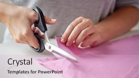  Presentation with tailoring - PPT theme featuring tailor scissors or shears cutting background and a lemonade colored foreground