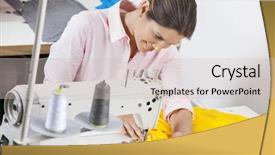  Presentation with sewing - Colorful theme enhanced with tailor stitching fabric in sewing factory backdrop and a soft green colored foreground