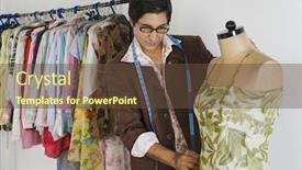  Presentation with tailor store - Presentation theme enhanced with indian fashion - tailor working in a clothing background and a tawny brown colored foreground