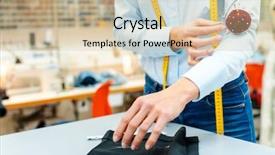  Presentation with trousers - Slides enhanced with tailor working on some trousers background and a soft green colored foreground