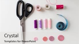  Presentation with tailoring - Beautiful presentation design featuring tailoring concept - scissors sewing backdrop and a light gray colored foreground