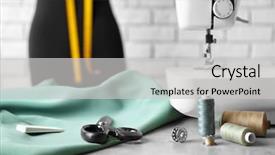  Presentation with tailoring - PPT theme having tailoring items and sewing machine background and a light gray colored foreground