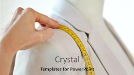  Presentation with tape measure - Cool new slide deck with tailoring-sewing-and-clothing-concept backdrop and a mint green colored foreground