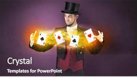  Presentation with illusionist - Amazing presentation theme having tails bandy play cards backdrop and a tawny brown colored foreground