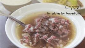  Presentation with beef - PPT theme with tainan-renowned-beef-soup background and a coral colored foreground