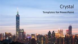  Presentation with taipei - Amazing PPT layouts having taipei city night with famous backdrop and a light blue colored foreground