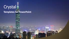  Presentation with city night - PPT theme having taipei city night background and a ocean colored foreground