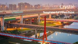  Presentation with taipei - Theme with taipei-taiwan-bridges-and-roads background and a coral colored foreground