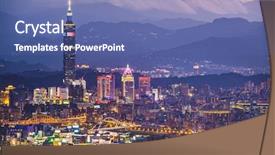  Presentation with taipei - Slide deck enhanced with taipei taiwan city skyline background and a ocean colored foreground