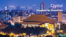  Presentation with liberty - Colorful theme enhanced with taipei-taiwan-cityscape-towards-liberty backdrop and a teal colored foreground