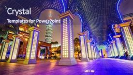  Presentation with nighttime - Beautiful PPT layouts featuring taipei taiwan nighttime cityscape backdrop and a navy blue colored foreground