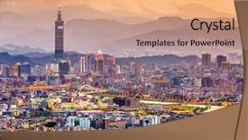  Presentation with taipei - Amazing presentation theme having taipei taiwan skyline at dusk backdrop and a  colored foreground