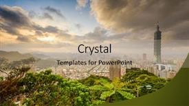 Presentation with taipei - Slide deck featuring taipei taiwan skyline at sunset background and a coral colored foreground