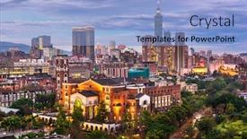  Presentation with taipei - Slide set featuring taipei-taiwan-skyline-over-national background and a light blue colored foreground