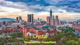  Presentation with taipei - Audience pleasing slides consisting of taipei taiwan skyline over national backdrop and a tawny brown colored foreground