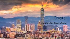 Presentation with taipei - Theme enhanced with taipei-taiwan-urban-cityscape background and a teal colored foreground