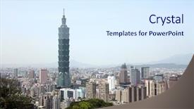  Presentation with taipei - Presentation theme consisting of taipei taiwan background and a sky blue colored foreground
