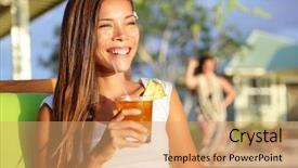  Presentation with drinking alcohol - Theme with taise - woman drinking alcohol mai tai background and a coral colored foreground