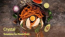  Presentation with thai food - Colorful presentation design enhanced with taiwan bao asian food background backdrop and a tawny brown colored foreground