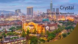  Presentation with taipei - Amazing slide set having taiwan downtown skyline and university backdrop and a light blue colored foreground